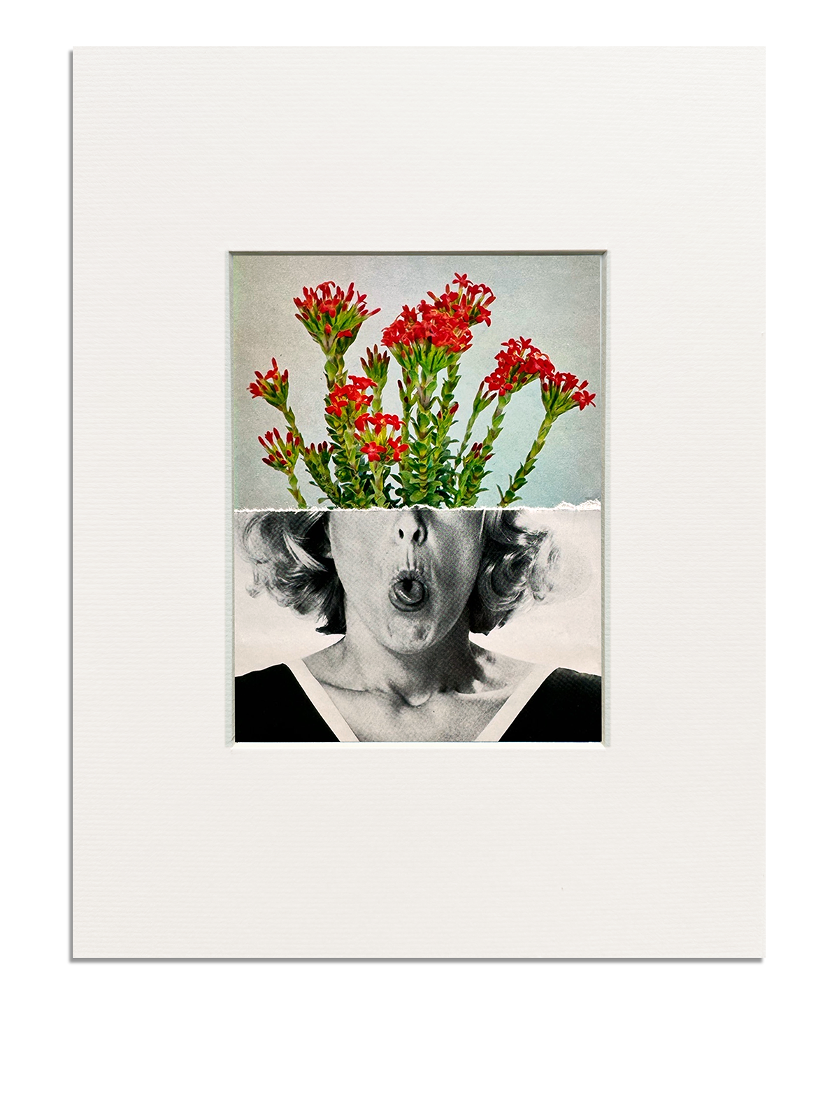 Flower-Lover Twins (Set of 2). Original Collage Art.