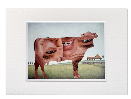 Human Cow. Original Collage Art.