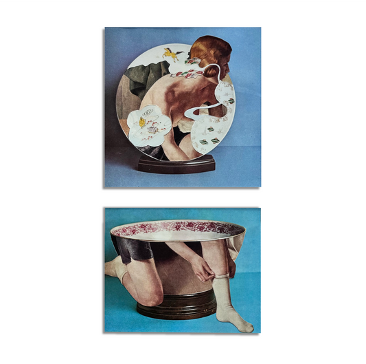 Humanvase Set No3 and No4. Original Collage Art.